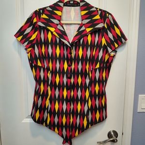 Pinup Girl Ridley Top in Red House Harlequin